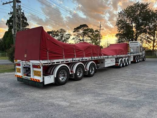 Heavy haulage truck carrying industrial equipment